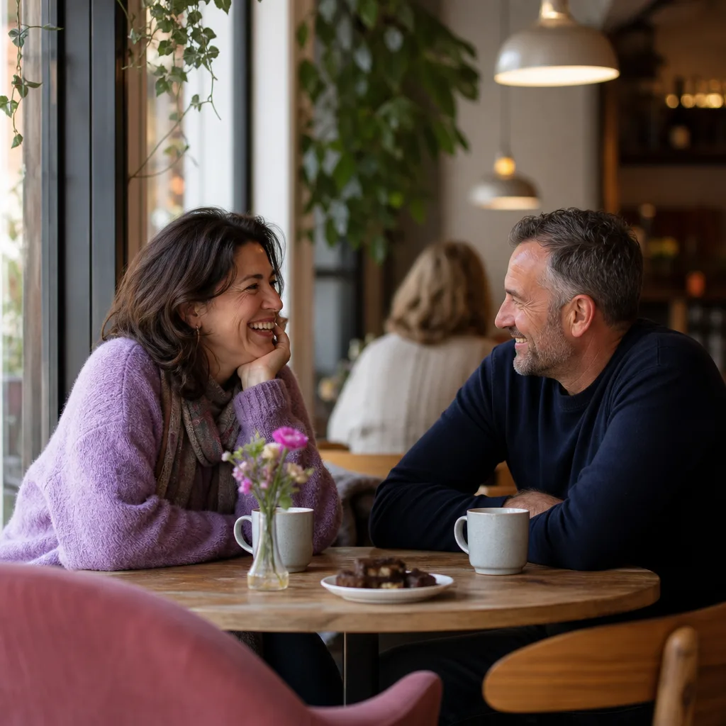 Two adults meeting for coffee in Maidstone town centre